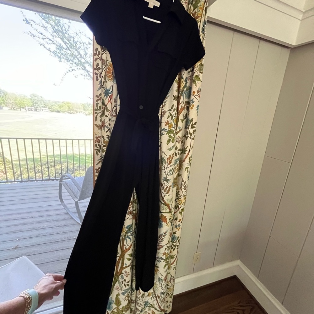 Michael Kors Black Short-Sleeve Wide-Leg Jumpsuit